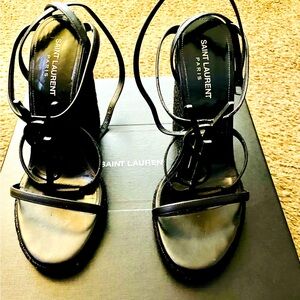 Black Yves Saint Laurent 115 wedge sandal